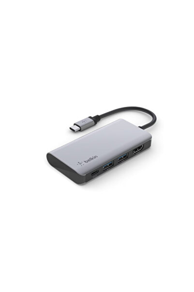 Belkin Hub BEL-0154, USB-C 4 în 1, 2x USB-A, USB-C, HDMI (Gri)