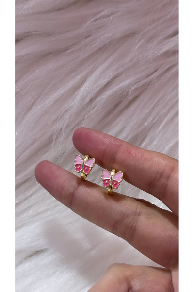 iky aksesuar أقراط الفراشة الفولاذية للأطفال