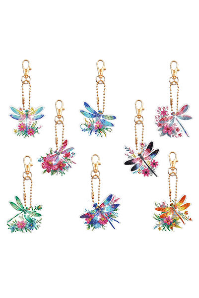 Choice1 YSK019 8pcs/set DIY Dragonfly Diamond Art Keychains for Adutls Diamon...