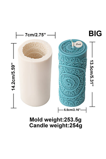 choice2 قالب شموع سيليكون كبير كلاسيكي بنمط زهرة عمودية، قالب شموع أسطواني، ق...