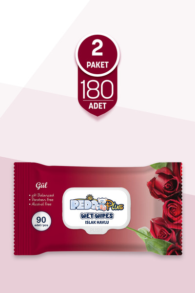 Pedo Gül Kokulu Islak Mendil 90'lı 2 Paket