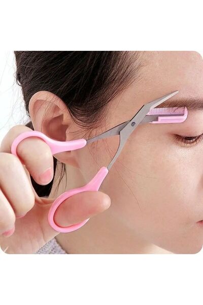 Choice3 pink Stainless Steel Eyebrow Trimmer Scissors & Comb Set - Precision ...