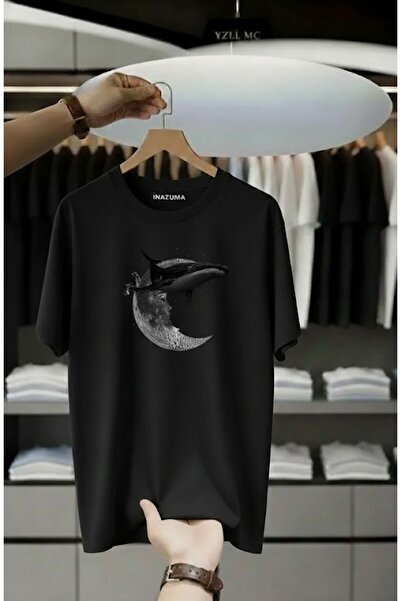 İnazuma Outdoors Unisex Oversize Printed Cotton Crew Neck Short Sleeve Black ...