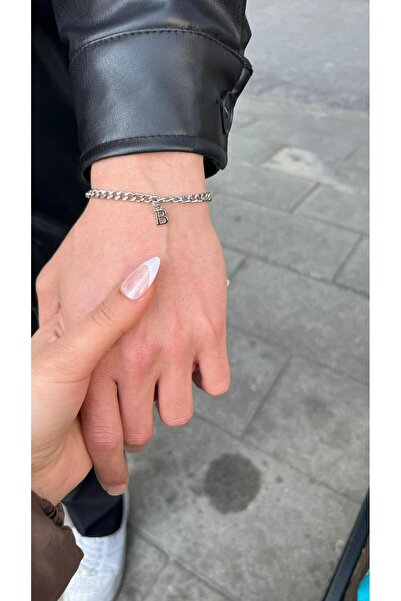 Mooncollection Kişiye Özel Harf Detaylı Harfli Çelik Bileklik Sevgili,arkadaş