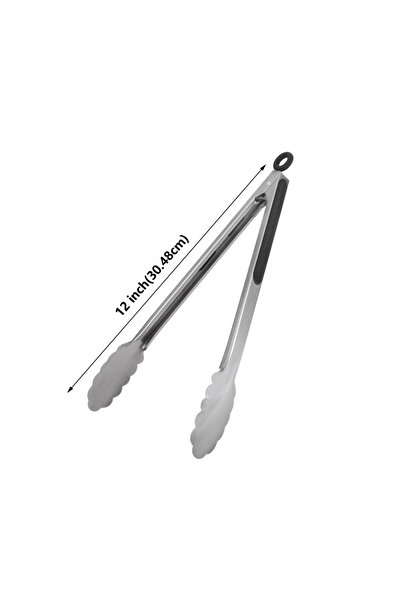 choice2 12 inch 9/12/16 Inch Stainless Steel BBQ Grilling Tongs Salad Food Cl...