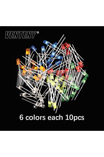 Choice24 3mm-Kit-60pcs 3mm 5mm LED Diode Assorted Kit White Green Red Blue Ye...
