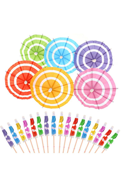 Choice4 مجموعة من 10 قطع من زينة الكب كيك على شكل مظلة ورقية هاواي، مثالية لح...