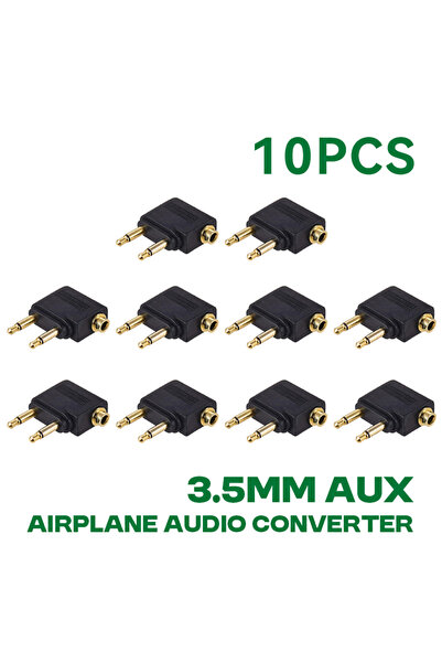 Choice6 10 قطع سوداء بالجملة، من 1 إلى 10 قطع/مجموعة، محول صوت طائرة AUX مقاس...