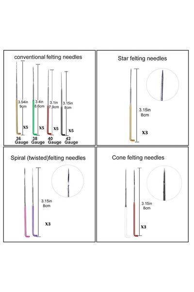 choice2 35 إبرة تلبيد من Zxiixz، تتضمن إبر تلبيد صوفية متنوعة: نجمة، ملتوية، ...