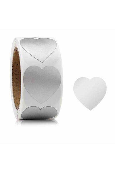 Choice3 Heart - Silver 300Pcs/Roll Waterproof Coating Scratch Sticker 2.5cm/1...