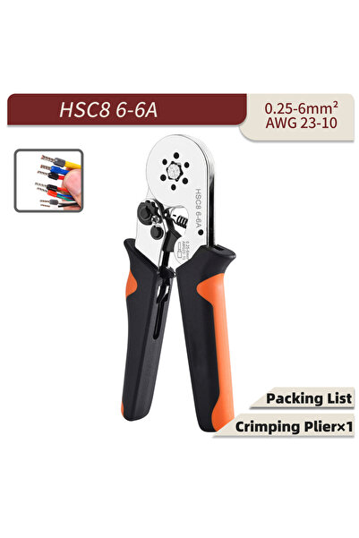 Choice4 HSC8 6-6A Tubular Terminal Crimper Kit 0.08-16mm² /0.25-10mm² HSC8 6-...