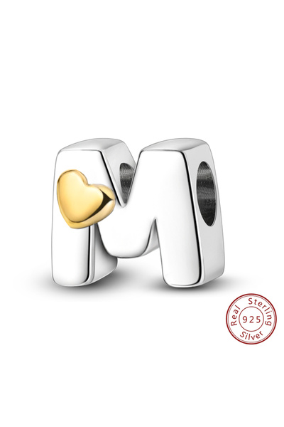 Choice1 M Classic 925 Sterling Silver 26 Letters A-Z Alphabet Charm Heart Lov...