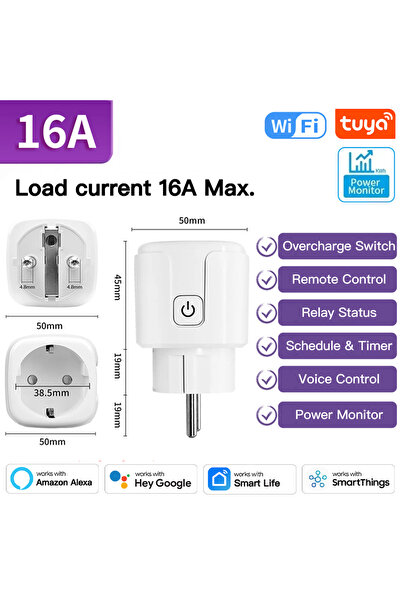 Choice6 قابس ذكي Tuya مزود بمراقبة طاقة 16 أمبير بتقنية واي فاي/زيجبي 3.0، يع...