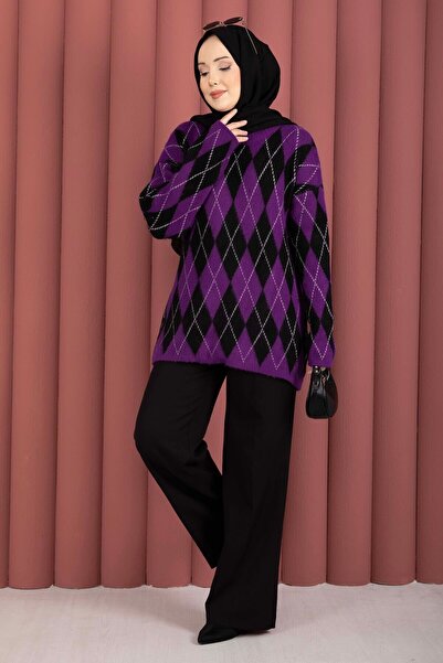 EBRUTESETTÜR Softie Baklava Patterned Knitwear Sweater Purple