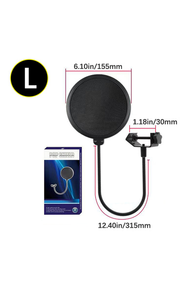 Choice1 Black L Studio Mic Pop Filter Shield Double Layer Wind Pop Screen wit...