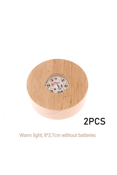 Choice9 قاعدة عرض إضاءة LED خشبية مستديرة تعمل بالبطارية C-2PCS، قطرها 8/10 س...