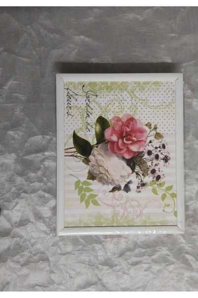 esdekor Red and White Rose Patterned Edge with White Cushions, Patterned Enjo...