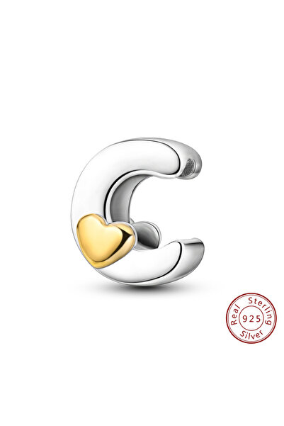 Choice10 C Classic 925 Sterling Silver 26 Letters A-Z Alphabet Charm Heart Lo...