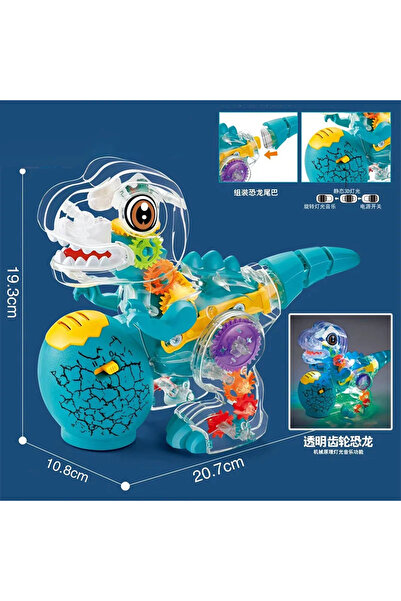 Choice6 Dinosaur Light Up Transparent Gears Police Car Toy for Kids Bump and ...