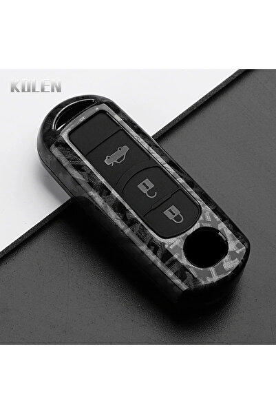 Choice6 غطاء مفتاح سيارة بتصميم ألياف الكربون ABS من 3 BTN F-Carbon لمازدا 2،...