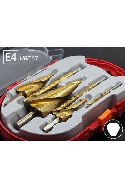 Choice16 E4 Step Drill Bit Saw Drill Bit Set Titanium 4-12 4-20 4-32mm Wood M...