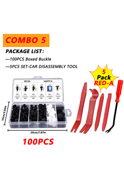 Choice6 مجموعة كومبو 5، 100 قطعة من مشابك تثبيت السيارات، مشابك برشام للرفارف...