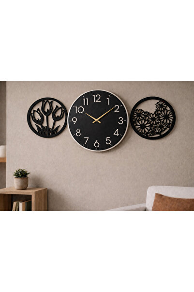 jalehediyelik Wall Clock Stylish and Modern 40 cm Flowers 30 cm No1027