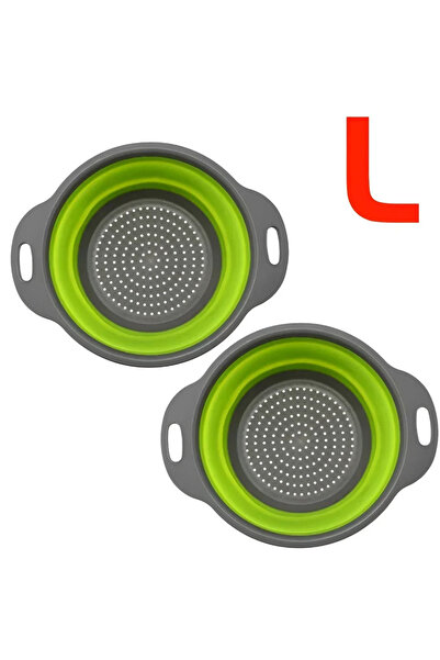 Choice7 L Green 2PCS 2PCS Silicone Folding Drainer Basket Fruit Vegetable Fol...