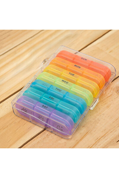 Choice1 white colorful Weekly 21 Grids Pill Box Medicine Organizer Black Plas...