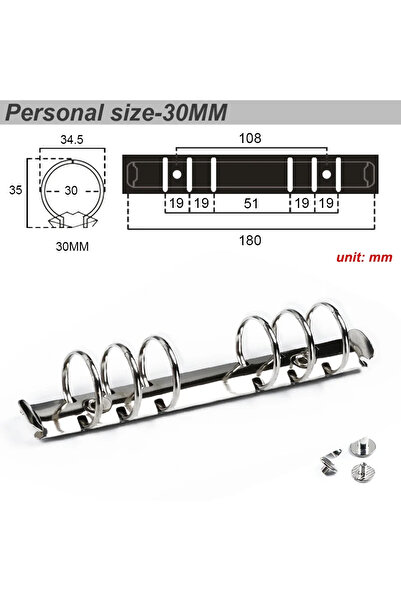 Choice12 Personal Silver 30MM High-quality Metal Ring Binder Clips for Loose ...