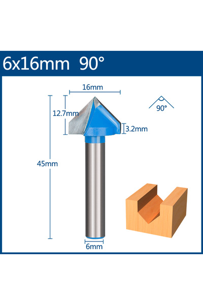 Choice5 6x16mm 90D XCAN Router Bit 6mm Shank 60-150 Degrees V Shape Engraving...