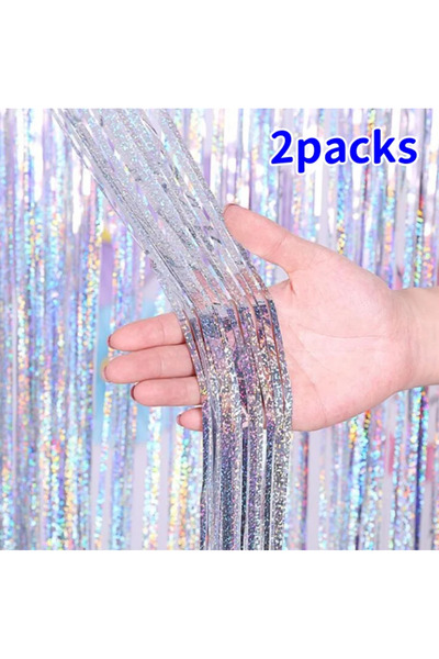 Choice5 ستارة حفلات لامعة فضية اللون - قطعتان (عبوة من قطعتين) 2×1 متر، مصنوع...