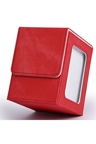 choice2 صندوق تخزين بطاقات التداول باللونين الأحمر والأبيض مع نافذة عرض، يتسع...