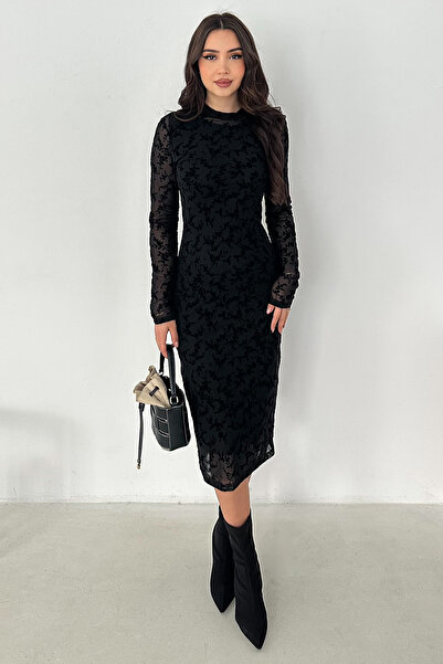 Noa&Noa Lace Textured Midi Dress – Elegant
