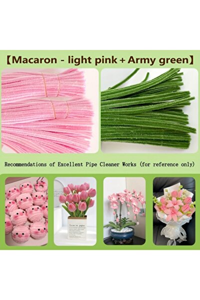 Choice7 200 قطعة من منظفات الأنابيب، لون وردي فاتح وأخضر، لوازم حرفية، تشكيلة...