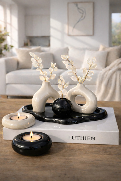 Luthien Minimal Decorative Vase Set 6 Pieces with Tray