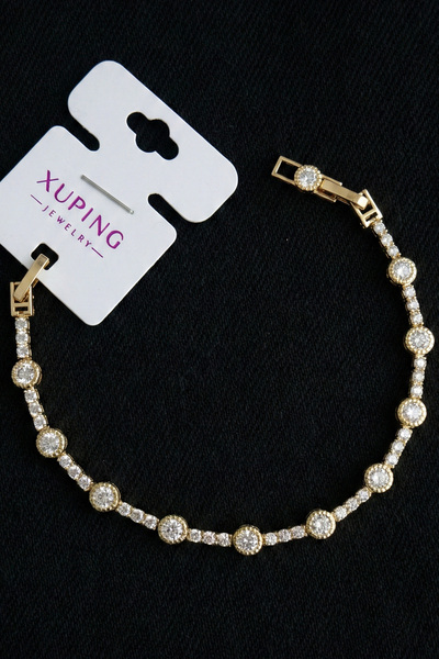 Modacaprea Xuping 14K Su Yolu Yuvarlak Taşlı Kadın Bileklik – 17+2 cm | Altın...