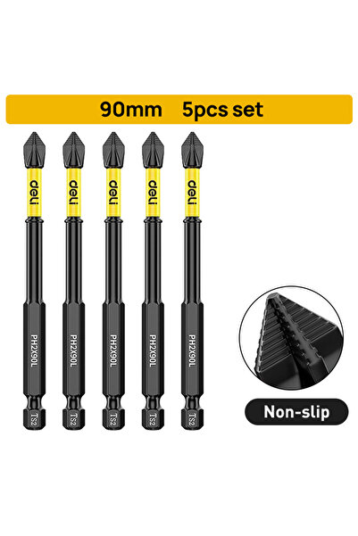 Choice4 Deli 5pcs 90mm Anti-Slip and Shk-Proof Bits Screwdriver Bits High Har...