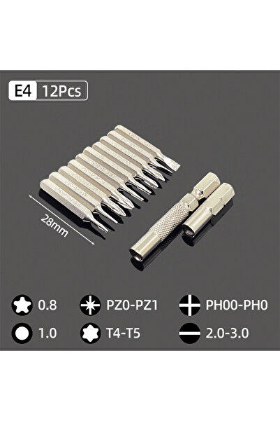 Choice18 مجموعة رؤوس مفكات دقيقة E4 مكونة من 12 قطعة، مقاس 4 مم، تتضمن رؤوس م...