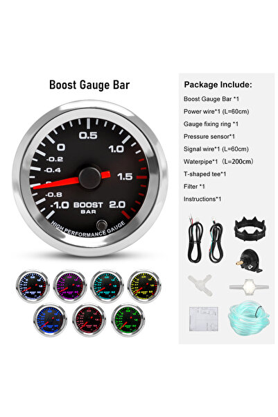 Choice8 مقياس ضغط التوربو الجديد 12 فولت 52 مم، 7 ألوان، ضغط التوربو، درجة حر...