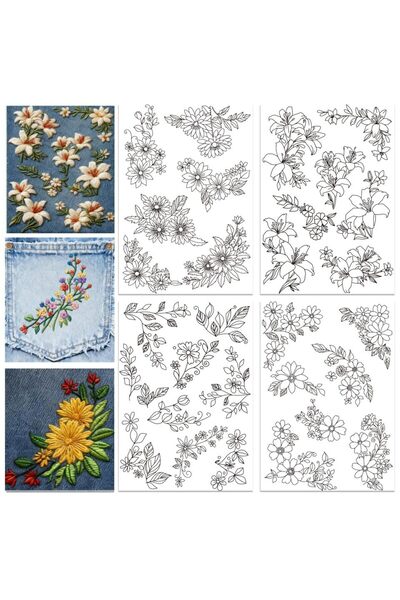 Choice3 WHITE 4-Sheet Corner Floral Embroidery Stabilizer - Pre-Printed Water...