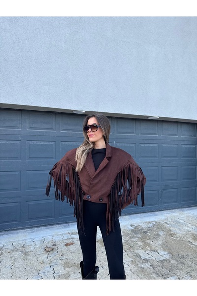 Dominatrend Kahverengi Püsküllü Süet Ceket