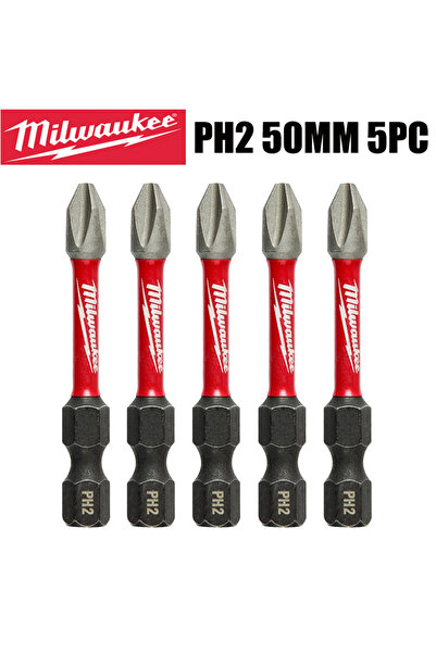 Choice4 Mil PH2 50MM 5PC Milwaukee Shkwave PH2 Impact Drill Bits 25mm/50mm/89...