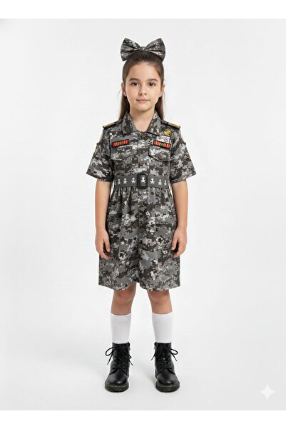 HMR فستان بناتي عسكري