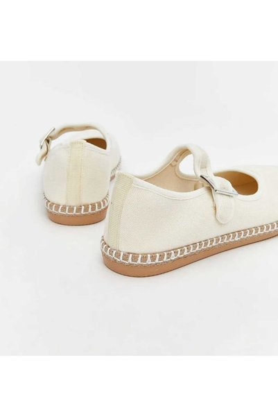 ABBA Women's Beige Ecru Cream Espadrille Ballet Flats (Not Suitable for Scalloped Feet)
