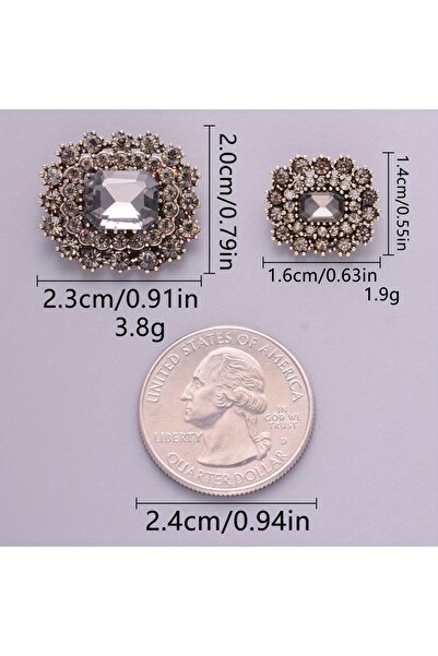 Choice3 16mm Grey 6pcs 16/23mm Rhinestone Decorative Hollow Out Metal Square ...