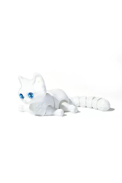Choice13 12cm White 6.3/4.72 inch 3D Printed Cute Cats Movable Fidget Toys St...