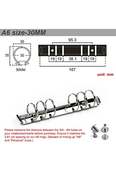 Choice6 A6 Silver 30MM High-quality Metal Ring Binder Clips for Loose Leaf No...