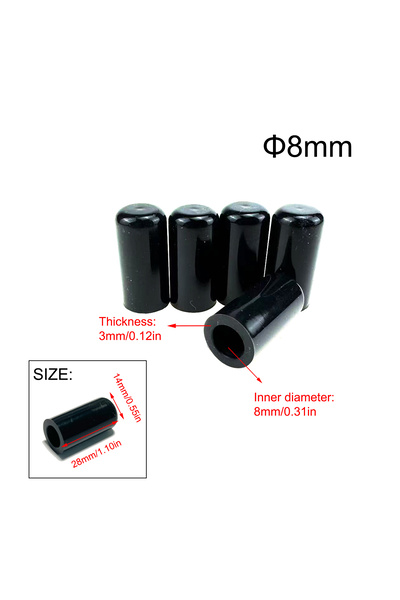 Choice9 5 قطع سوداء - 8 مم، 5 قطع من أغطية السيليكون السوداء لإغلاق نهاية خرط...