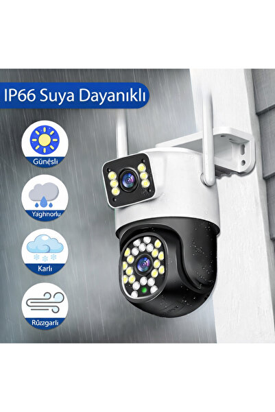 BLUE İNTER 4MP Dual Kamera 360° WiFi IP Kamera Renkli Gece Görüşlü, İnsan Takipli, Dış Mekan Güvenlik Kamerası